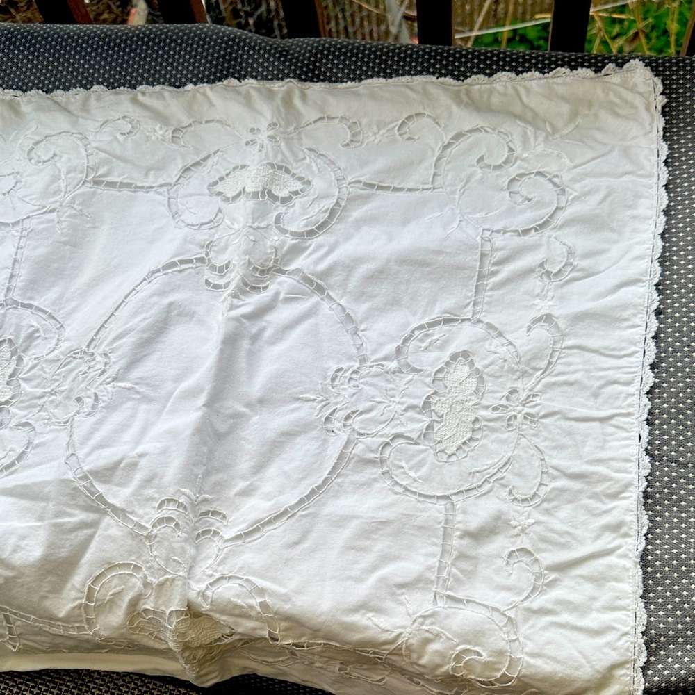 SIMPLY SHABBY CHIC White Embroidered Lace Pillowcase Throw Pillow Cover OS